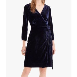 J. Crew • Velvet wrap dress in navy blue • Size 6